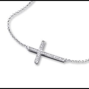 Sterling sliver cross diamond accent necklace Kay